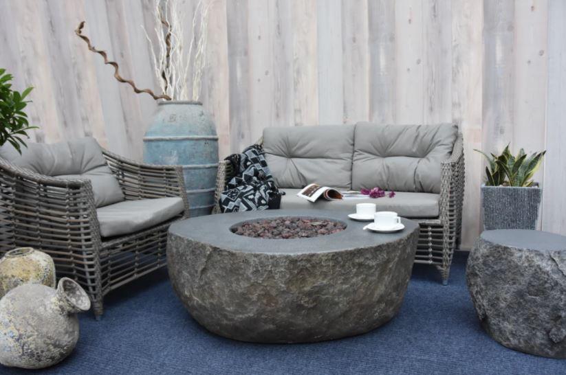 Elementi Boulder Cast Concrete Fire Table