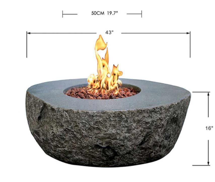Elementi Boulder Cast Concrete Fire Table