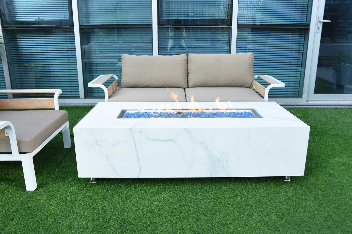 Elementi Carrara Bulgaria black Porcelain & Metal Frame Fire Table 