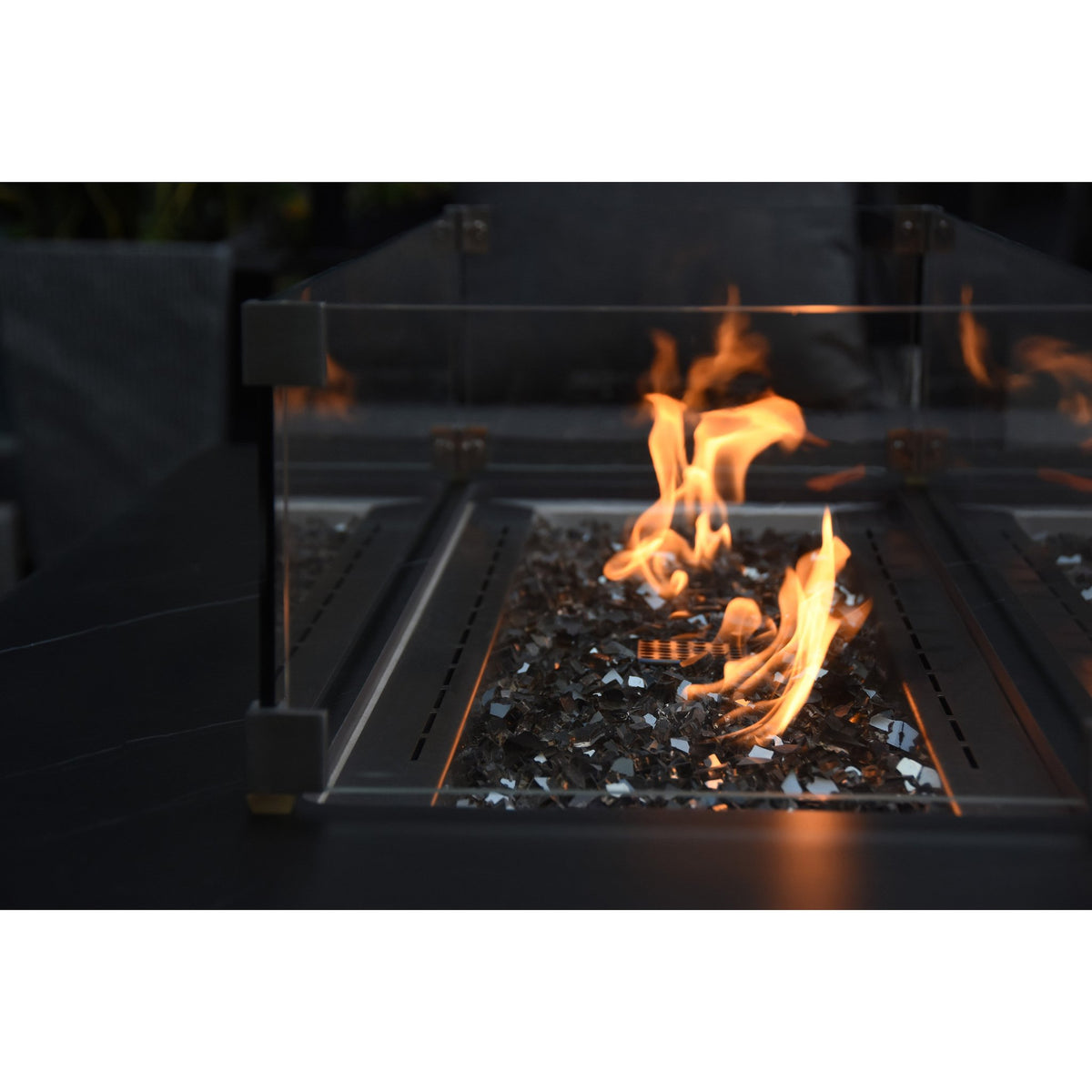 Elementi Varna Bianco white Porcelain & Metal Frame Fire Table