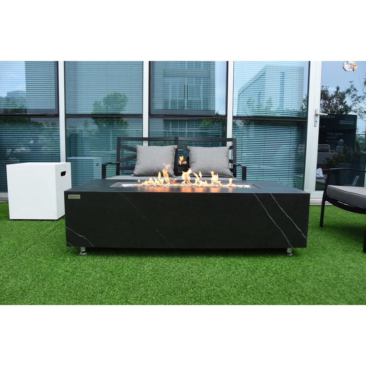 Elementi Varna Bianco white Porcelain & Metal Frame Fire Table