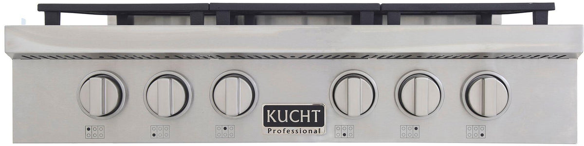 Kucht 36-Inch 6 Burner Gas Rangetop in Stainless Steel with Silver Accents (KFX369T-S) - MyBBQDirect