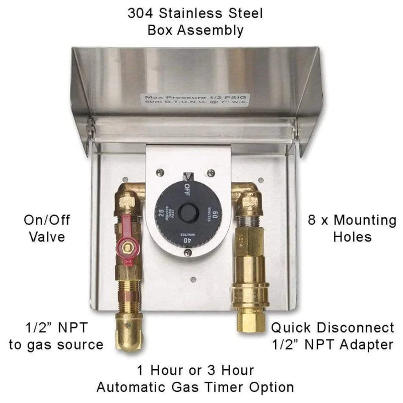 Fire Magic Gas Connection Box w/ Quick Disconnect & 1-Hour Timer