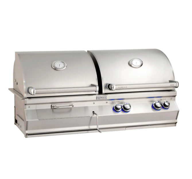 Fire Magic Aurora A830I 46-Inch Built-In Natural Gas & Charcoal Combo Grill With Rotisserie And Analog Thermometer - A830I-8EAN-CB - Fire Magic Grills