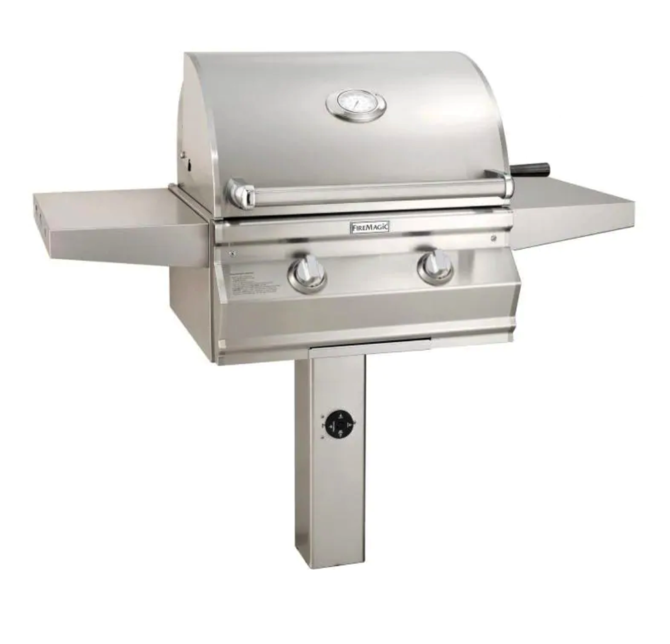 Fire Magic Choice Multi-User Accessible CMA430S 24-Inch Natural Gas Grill With Analog Thermometer On In-Ground Post - CMA430S-RT1N-G6