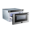 Forno 5-Piece Appliance Package - 36-Inch Electric Range, Wall Mount Range Hood, Pro-Style Refrigerator, Dishwasher, and Microwave Drawer in Stainless Steel