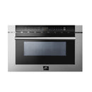 Forno 5-Piece Appliance Package - 36-Inch Electric Range, Wall Mount Range Hood, French Door Refrigerator, Dishwasher, and Microwave Drawer in Stainless Steel
