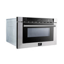 Forno 5-Piece Appliance Package - 36-Inch Electric Range, Wall Mount Range Hood, French Door Refrigerator, Dishwasher, and Microwave Drawer in Stainless Steel