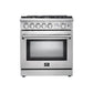Forno 3-Piece Appliance Package - 30-Inch Gas Range, French Door Refrigerator, and Dishwasher in Stainless Steel