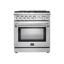 Forno 3-Piece Appliance Package - 30-Inch Gas Range, Pro-Style Refrigerator, and Dishwasher in Stainless Steel