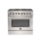 Forno 3-Piece Appliance Package - 36-Inch Dual Fuel Range, French Door Refrigerator, and Dishwasher in Stainless Steel