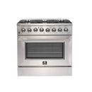Forno 3-Piece Appliance Package - 36-Inch Dual Fuel Range, Pro-Style Refrigerator, and Dishwasher in Stainless Steel
