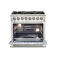 Forno 3-Piece Pro Appliance Package - 36-Inch Dual Fuel Range, French Door Refrigerator, and Dishwasher in Stainless Steel