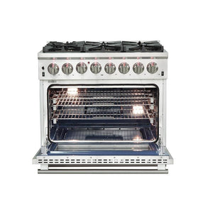 Forno 3-Piece Pro Appliance Package - 36-Inch Dual Fuel Range, French Door Refrigerator, and Dishwasher in Stainless Steel
