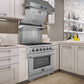 Forno 3-Piece Pro Appliance Package - 30-Inch Gas Range, Refrigerator with Water Dispenser,& Wall Mount Hood with Backsplash in Stainless Steel