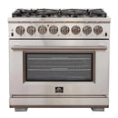 Forno 2-Piece Appliance Package - 36-Inch Dual Fuel Range  & 60-Inch Pro-Style Refrigerator in Stainless Steel