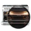 Forno 36" Lseo Silver Gas Range with Burners, Griddle, Wok Ring, Temperature Gauge, and Air Fryer in Stainless Steel - FFSGS6291-36