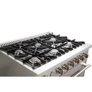 Forno 36" Lseo Silver Gas Range with Burners, Griddle, Wok Ring, Temperature Gauge, and Air Fryer in Stainless Steel - FFSGS6291-36