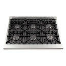 Forno 36" Lseo Silver Gas Range with Burners, Griddle, Wok Ring, Temperature Gauge, and Air Fryer in Stainless Steel - FFSGS6291-36