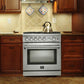 Forno 4-Piece Appliance Package - 30-Inch Gas Range, Refrigerator, Wall Mount Hood with Backsplash, & 3-Rack Dishwasher in Stainless Steel