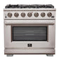 Forno 4-Piece Pro Appliance Package - 36-Inch Gas Range, Refrigerator with Water Dispenser, Microwave Oven, & 3-Rack Dishwasher in Stainless Steel