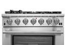 Forno 4-Piece Pro Appliance Package - 36-Inch Gas Range, Wall Mount Hood with Backsplash, 56-Inch Pro-Style Refrigerator, and Dishwasher in Stainless Steel