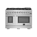 Forno 4-Piece Pro Appliance Package - 48-Inch Gas Range, Premium Hood, French Door Refrigerator, and Dishwasher in Stainless Steel