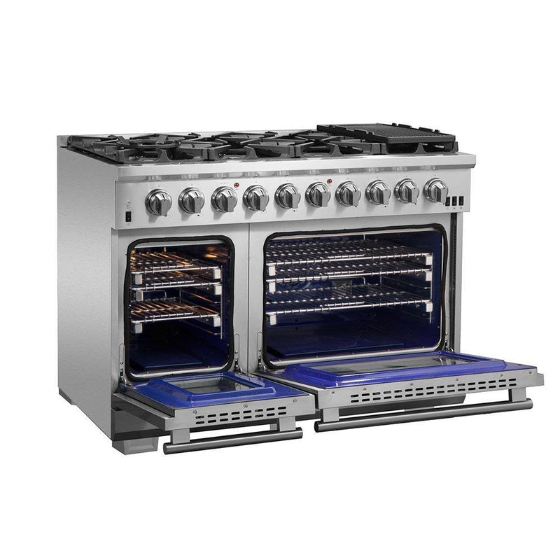 Forno 48" Capriasca Titanium Gas Range with 8 Burners, Griddle and 160,000 BTUs -FFSGS6260-48