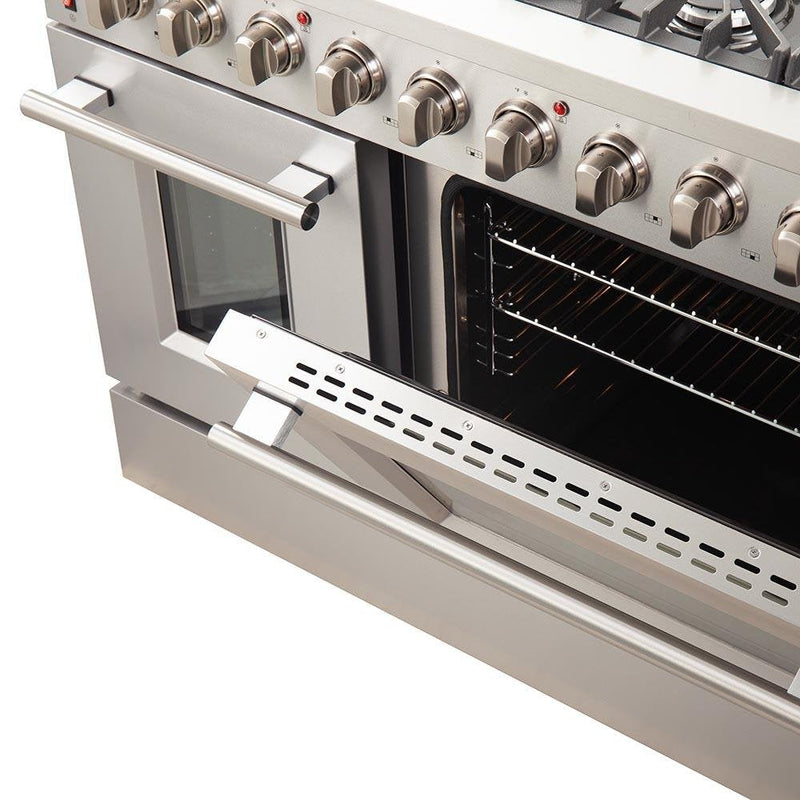 Forno 48" Galiano Gas Range with 8 Burners Griddle and Double Oven 