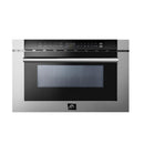 Forno 5-Piece Appliance Package - 36-Inch Gas Range, Refrigerator with Water Dispenser, Wall Mount Hood, Microwave Drawer, & 3-Rack Dishwasher in Stainless Steel