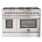Forno 5-Piece Appliance Package - 48-Inch Dual Fuel Range, Refrigerator with Water Dispenser, Wall Mount Hood, Microwave Drawer, & 3-Rack Dishwasher in Stainless Steel