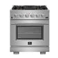 Forno 3-Piece Pro Appliance Package - 30-Inch Gas Range, Refrigerator with Water Dispenser, & Dishwasher in Stainless Steel