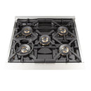 Forno 5-Piece Pro Appliance Package - 30-Inch Gas Range, Refrigerator with Water Dispenser, Wall Mount Hood, Microwave Drawer, & 3-Rack Dishwasher in Stainless Steel