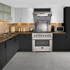 Forno 5-Piece Pro Appliance Package - 36" Dual Fuel Range, 36" Refrigerator, Wall Mount Hood with Backsplash, Microwave Drawer, & 3-Rack Dishwasher in Stainless Steel