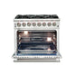 Forno 3-Piece Pro Appliance Package - 36-Inch Dual Fuel Range, 36-Inch Refrigerator & Wall Mount Hood in Stainless Steel