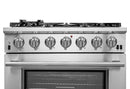 Forno 5-Piece Pro Appliance Package - 36-Inch Gas Range, Refrigerator, Wall Mount Hood, Microwave Drawer, & 3-Rack Dishwasher in Stainless Steel