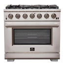Forno 3-Piece Pro Appliance Package -36-Inch Gas Range, 56-Inch Pro-Style Refrigerator & Wall Mount Hood in Stainless Steel