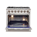 Forno 2-Piece Pro Appliance Package - 36-Inch Gas Range & Wall Mount Hood with Backsplash in Stainless Steel