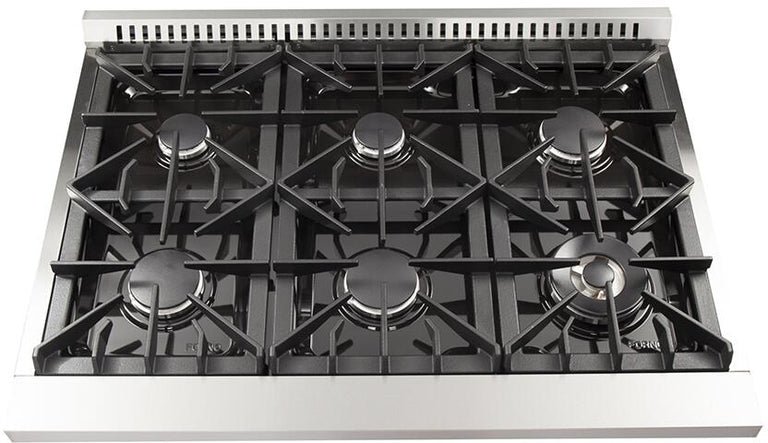 Forno Appliance Package - 36 Inch Dual Fuel Range, Wall Mount Range Hood, Wine Cooler, FWCDR-FFSGS6156-36 - MyBBQDirect