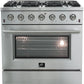 Forno Appliance Package - 36 Inch Gas Range, Wall Mount Range Hood, 33" Built-In Refrigerator, FFRBI-FFSGS6244-36 - MyBBQDirect