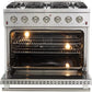 Forno Appliance Package - 36 Inch Gas Range, Wall Mount Range Hood, 33" Built-In Refrigerator, FFRBI-FFSGS6244-36 - MyBBQDirect