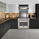 Forno Appliance Package - 36 Inch Gas Range, Wall Mount Range Hood, Microwave Drawer, 6661-FFSGS6244-36