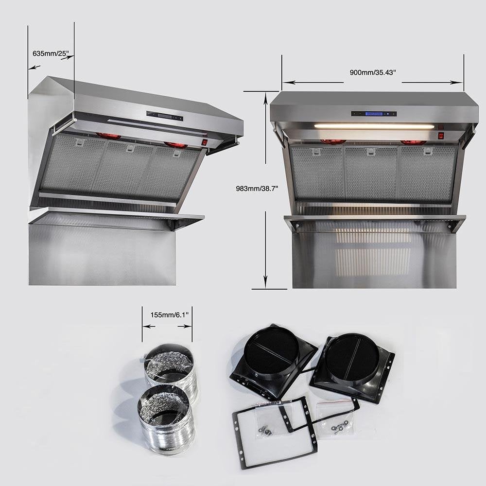Forno Appliance Package - 36 Inch Gas Range, Wall Mount Range Hood, Microwave Drawer, Dishwasher, FWCDR-FRHWM5029-36 - MyBBQDirect