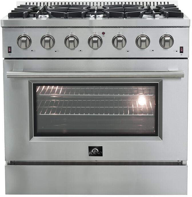 Forno Appliance Package - 36 Inch Gas Range, Wall Mount Range Hood, Microwave Drawer, Dishwasher, FWCDR-FRHWM5029-36 - MyBBQDirect