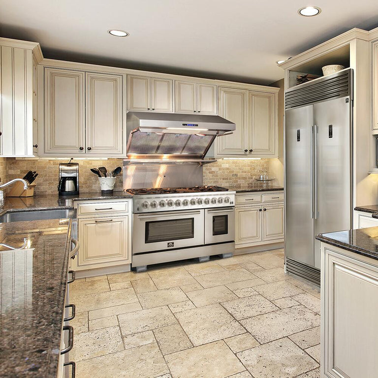 Forno Appliance Package - 48 Inch Gas Range, Microwave Capriolo 24", FOTR-FFSGS6244-48 - MyBBQDirect