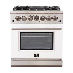 Forno Capriasca - Titanium Professional 30" Freestanding Colored Door Gas Range FFSGS6260-30WHT - MyBBQDirect