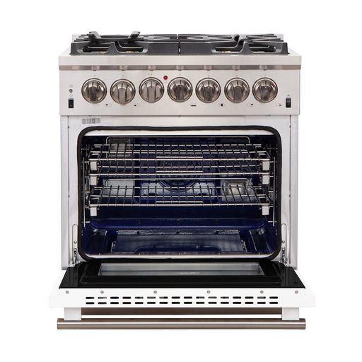 Forno Capriasca - Titanium Professional 30" Freestanding Colored Door Gas Range FFSGS6260-30WHT - MyBBQDirect