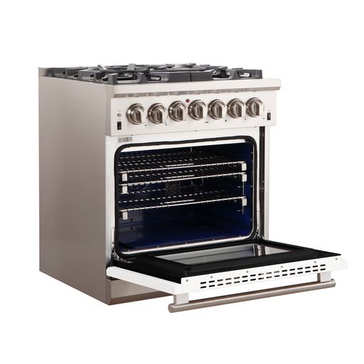 Forno Capriasca - Titanium Professional 30" Freestanding Colored Door Gas Range FFSGS6260-30WHT - MyBBQDirect