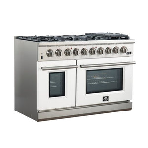 Forno Capriasca - Titanium Professional 48" Freestanding Colored Door Gas Range FFSGS6260-48WHT - MyBBQDirect