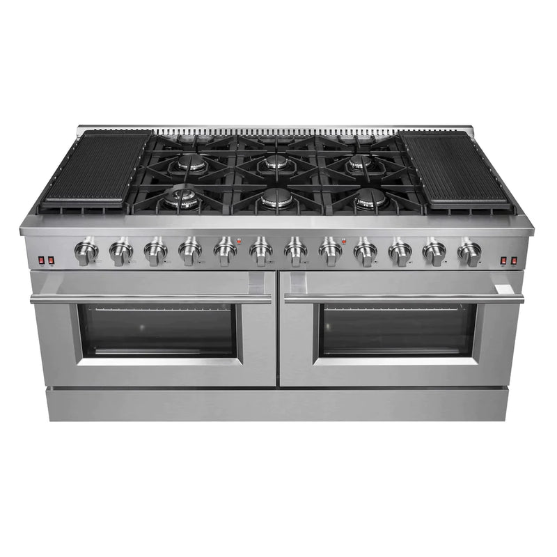 FORNO Maniago 60" Gold Freestanding Dual Fuel Range with 240v Electric Oven - 10 Burners in Stainless Steel - FFSGS6156-60